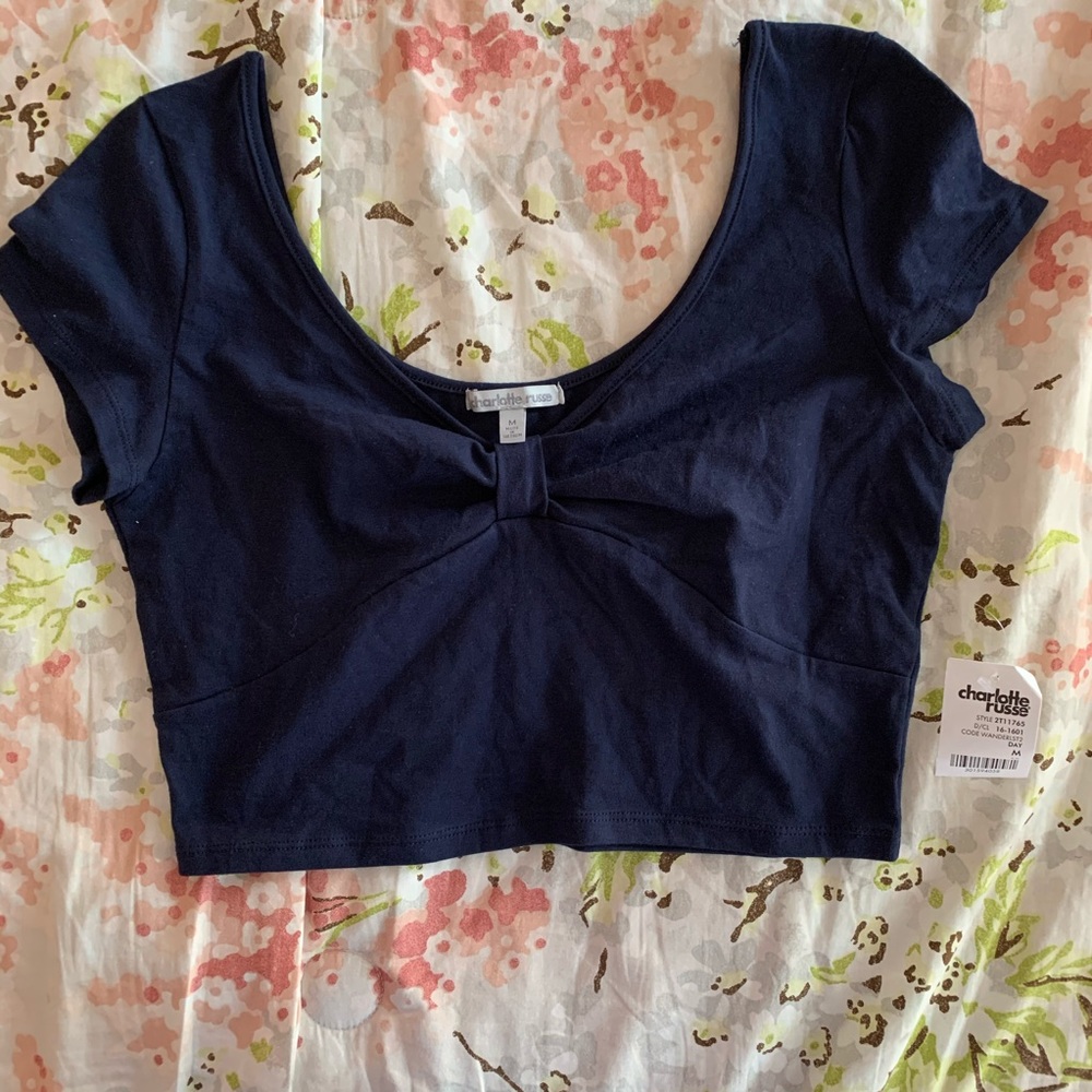Navy Blue Crop Top